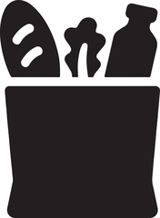 Silhouette icon of bag of groceries representing food coupons, shopping benefits, and meal assistance programs.