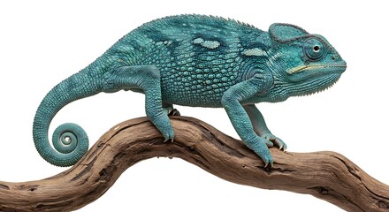 Obraz premium Exotic Chameleon perched on a Branch isolated