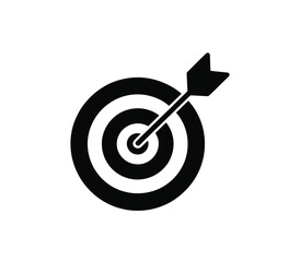 Target flat icon, archery target with arrow isolated, goal symbol, victory sign, darts bullseye logo