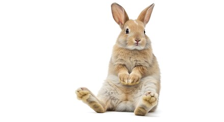 Obraz premium Adorable Bunny Rabbit Sitting on White Background