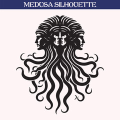 Mythical medusa silhouette vector illustration	
