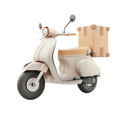 Retro scooter delivering package in soft pastel colors