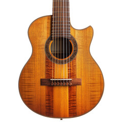 Fototapeta premium Classical wooden guitar front view with fine details