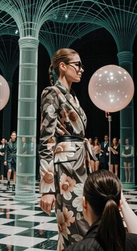 Professional fashion runway of Prada, Catwalk, generative ai