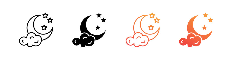 Moon Multiple Style Icon Set 