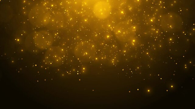 Beautiful luxury abstract golden particles bokeh glowing glitter magical stardust sparkling flowing Glitter lights celebration backdrop Futuristic glittering space awards dust holiday congratulation