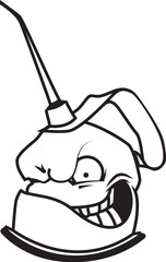Cartoon character with mischievous expression holding a gas pump  