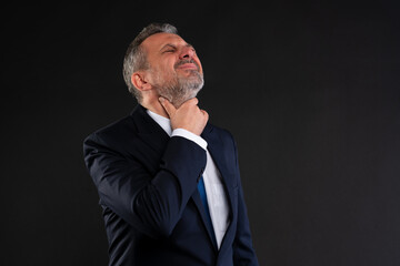 Businessman with sore throat expression