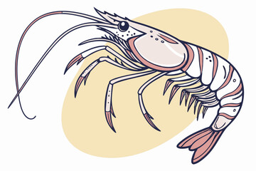 Cute Shrimp Cartoon - Seafood Illustration