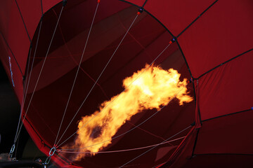 Close up of hot air balloon burner flame.