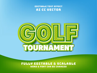 Golf editable text effect. tournament sport