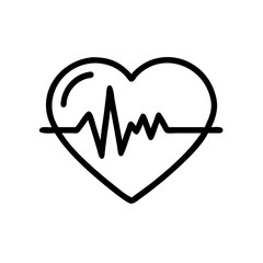 heartbeat line art black vector icon