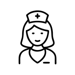 nurse line art black vector icon