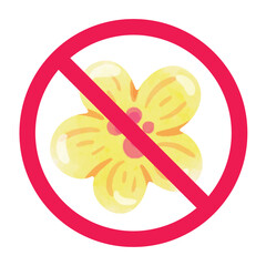 Do not pick flowers sign, anti flower graphic, forbidden flower sign, flower with red crossed circle, prohibited flower symbol
