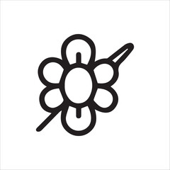 Obraz premium Simple black line art flower icon representing nature and growth concept