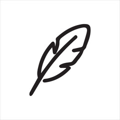 Elegant Minimalist Feather Icon Black Outline Graphic Symbolizing Writing Art and Lightness