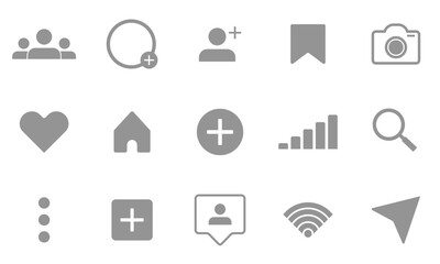 Collection of vector social media icons for business cards and websites on transparent background