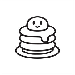 Delightful smiling pancake stack with happy cream dollop character breakfast icon