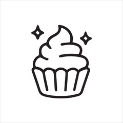 Delicious celebratory cupcake vector illustration with magical sparkle details