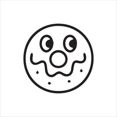 A cheerful cartoon donut icon with a friendly smiling face perfect for sweet designs