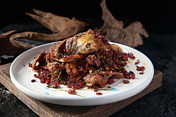 Sichuan style spicy and crispy fried crucian carp