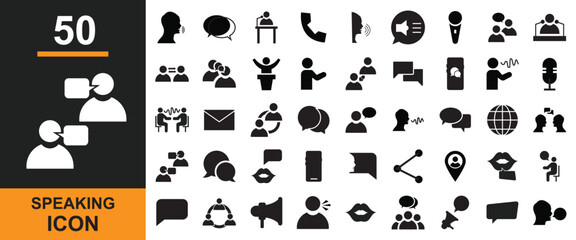 Speaking  icons . Icons for web and mobile app. Isolated on white  background. EPS 10