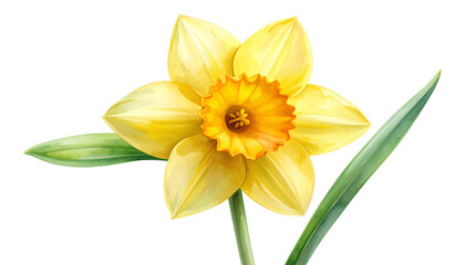 Obraz premium Watercolor Spring Daffodil Illustration, Transparent Background PNG
