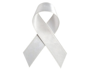 A pristine white awareness ribbon gracefully symbolizes hope, peace, and support for important causes.