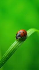 Fototapeta premium Ladybug on vibrant green leaf