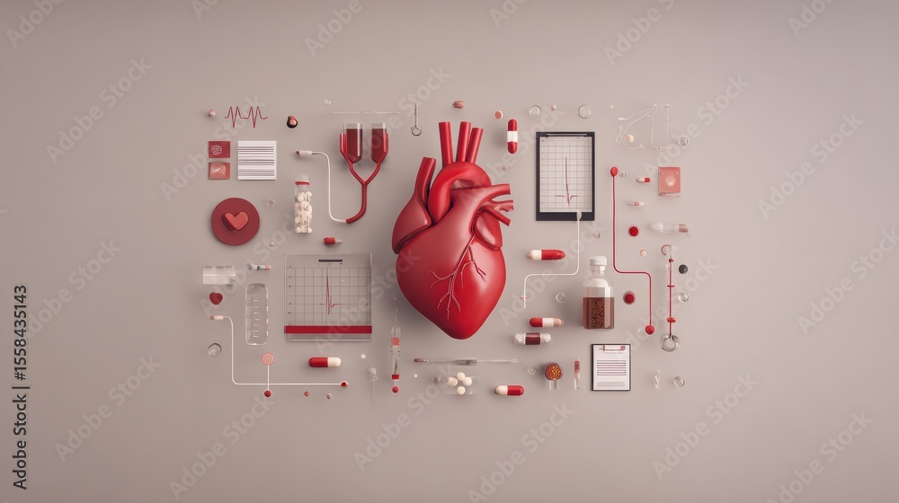 Aufkleber infographic elements illustrating heart health concepts and medical insights on a neutral backdrop