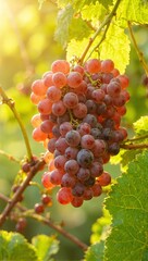Fototapeta premium Sunlit ripe grapes on vine