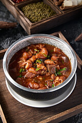 Jianghu cuisine stone pot duck blood stewed pork intestines