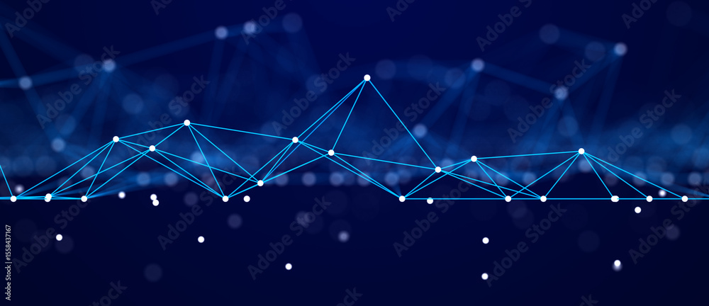 Fototapete Network or connection. Abstract digital background of points and lines. Glowing plexus. Big data. Abstract technology science background. 3d rendering