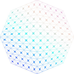 Design element in shape of octagon. Abstract octagonal shape with glowing pastel grid, great for scientific, UI, or data visualization projects