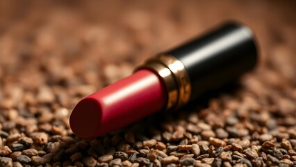 Matte Lipstick Tube Mockup with Textured Background.