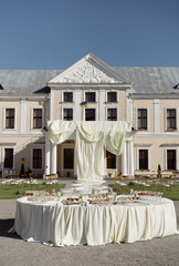 Castle Decorated with Flowing Fabric