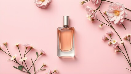 Minimalist Perfume Bottle Mockup Flat Lay