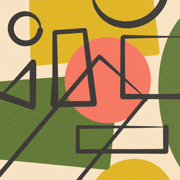 Abstract geometric pattern with bold forms and colors