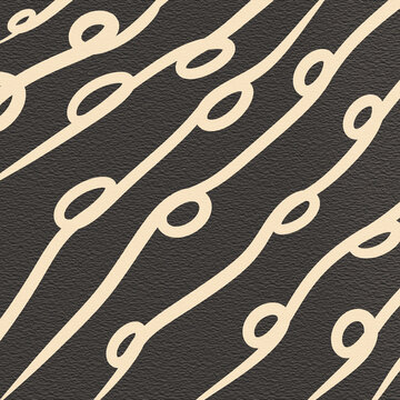 Abstract line pattern with oval shapes in brown and beige