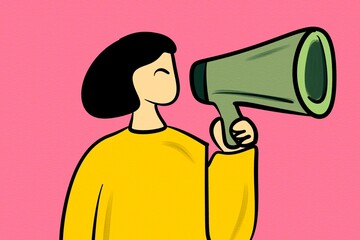 Woman with megaphone in bright colors