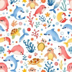 Fototapeta premium seamless pattern with fishes