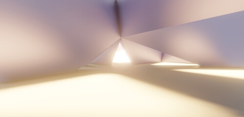Architecture background geometric arched interior 3d render