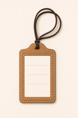 Blank leather luggage tag with string
