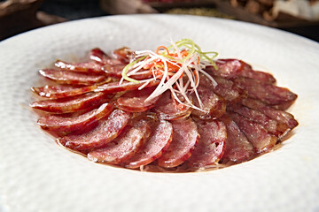 Delicious homemade sausage slices from Sichuan and Chongqing