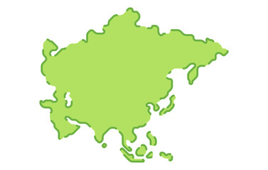 Stylized map of the continent of Asia in a simple style