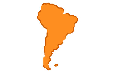 Stylized map of the continent of South America in a simple style
