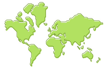 Stylized map of the World in children's simple style
