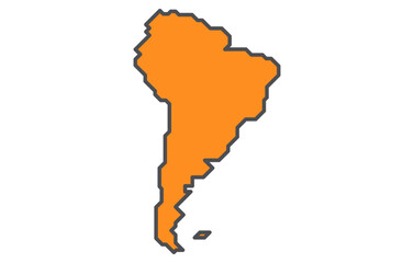 Stylized map of the continent of South America in a simple style