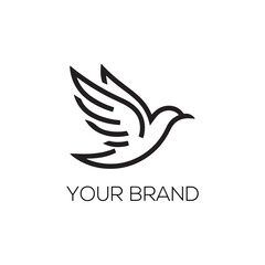Obraz premium Minimalist Black Bird with Wings Logo for Brand, Business, and Freedom Themes