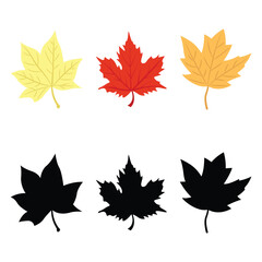 Fototapeta premium set of autumn leaves vector. set of autumn leaves silhouette vector